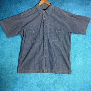 Wolverine Boots and Gear Denim Shirt Men's Size XL Short Sleeve Westernwear
